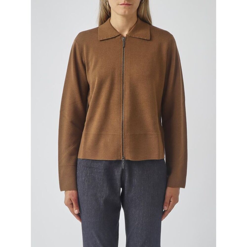 Mm Max Mara Women Mm Max Mara Pure Virgin Wool Polo Cardigan With Zip Closure